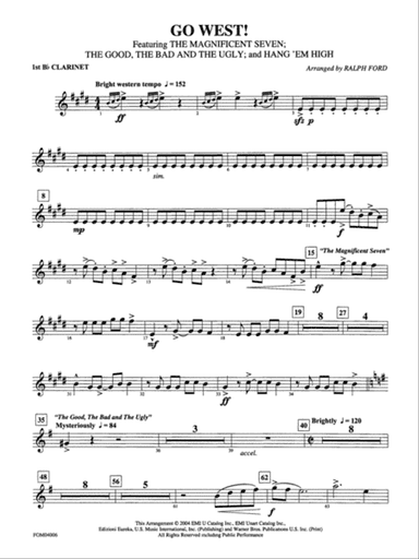 Go West! (Medley): 1st B-flat Clarinet
