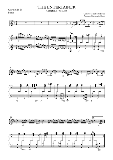 The Entertainer - Scott Joplin - Clarinet and piano