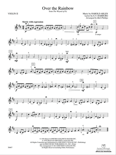 Over the Rainbow (from The Wizard of Oz): 2nd Violin