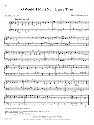 O World, I Must Now Leave Thee (Downloadable)