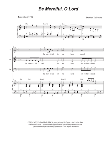 Be Merciful, O Lord (Vocal Trio - (SAB)