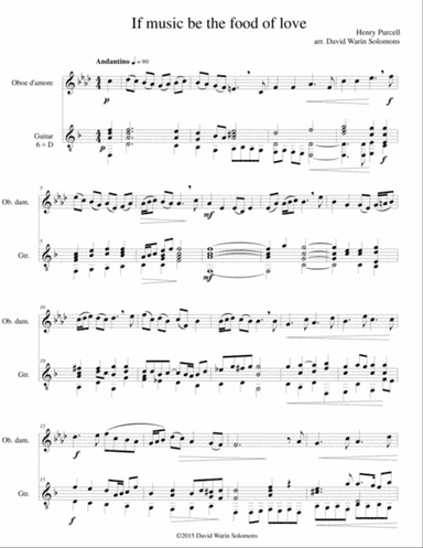 If music be the food of love for oboe d'amore and guitar