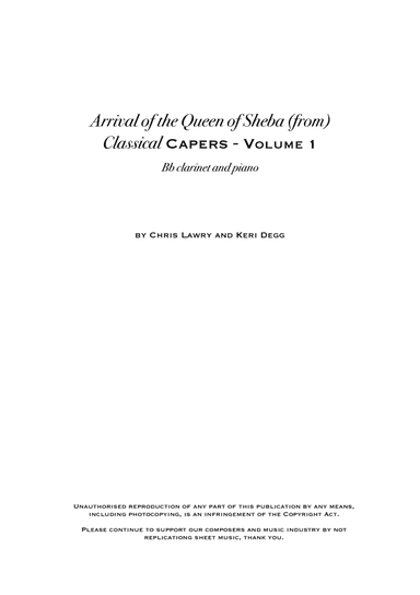 Arrival of the Queen of Sheba - Handel (but not as you know it!) includes original clarinet solo