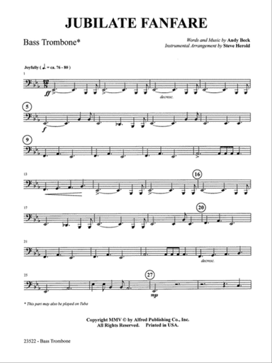 Jubilate Fanfare: 4th Trombone