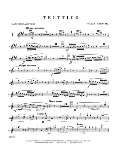 Trittico: 2nd E-flat Alto Saxophone
