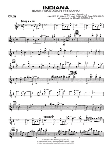 Indiana (Back Home Again in Indiana): Flute