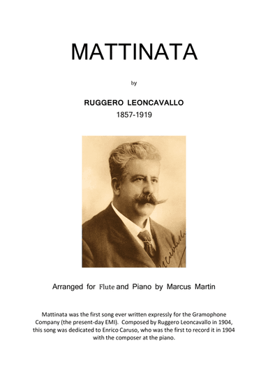 Mattinata (Leoncavall) arranged for Flute and Piano