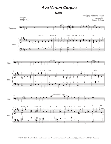 Ave Verum Corpus (Trombone solo - Piano Accompaniment)