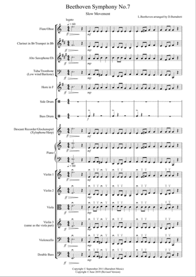 Beethoven Symphony No.7 (movement 2) for Flexible School Ensemble/Orchestra