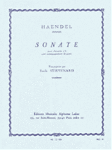 Sonata In B Flat, Transcribed For Clarinet And Piano By Emile Stievenard