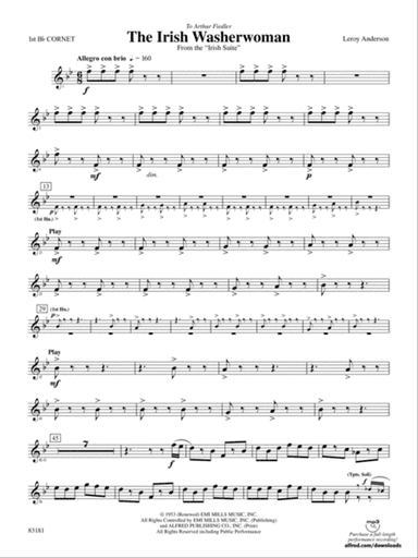 The Irish Washerwoman (from the Irish Suite): 1st B-flat Cornet