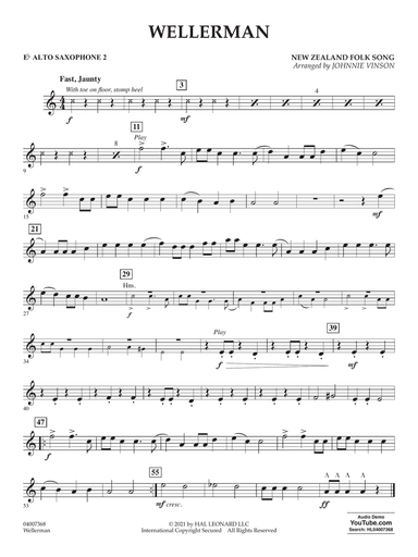 Wellerman (arr. Johnnie Vinson) - Eb Alto Saxophone 2