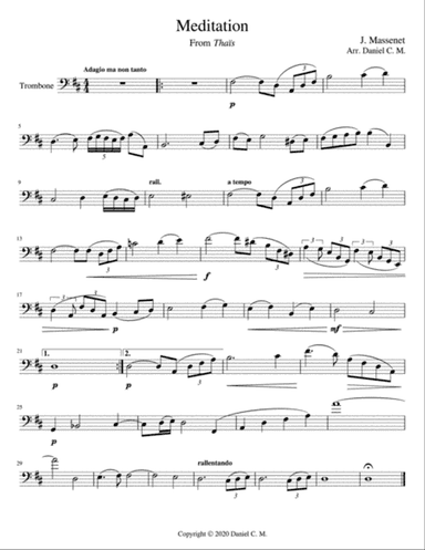 Meditation for trombone and piano (easy)