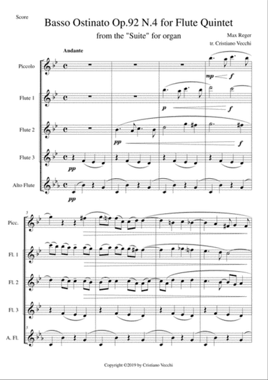 Basso Ostinato Op.92 N.4 for Flute Quintet