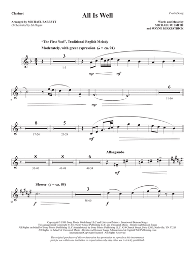 All Is Well (arr. Michael Barrett) - Bb Clarinet
