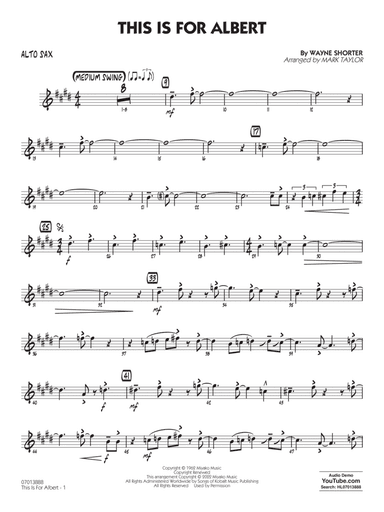 This Is For Albert (arr. Mark Taylor) - Alto Sax