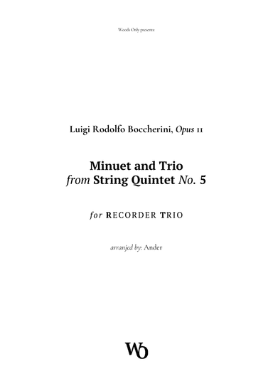 Minuet by Boccherini for Recorder Trio