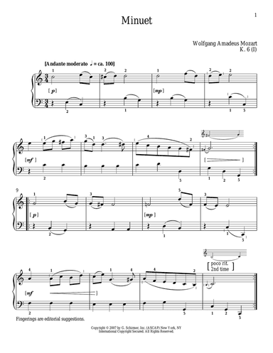 Minuet In C Major, K. 6