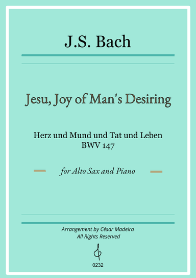 Jesu, Joy of Man's Desiring - Alto Sax and Piano (Full Score and Parts)