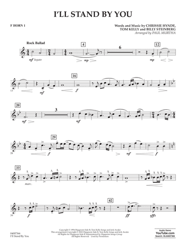 I'll Stand By You (arr. Paul Murtha) - F Horn 1