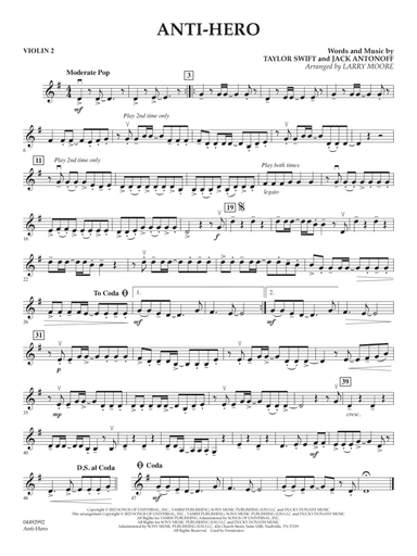 Anti-Hero (arr. Larry Moore) - Violin 2