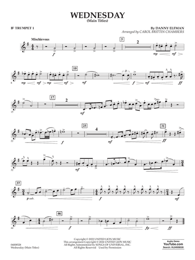 Wednesday (arr. Carol Brittin Chambers) - Bb Trumpet 1