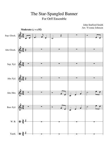 The Star Spangled Banner - For Orff Ensemble