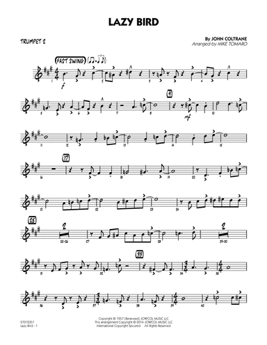 Lazy Bird (arr. Mike Tomaro) - Trumpet 2