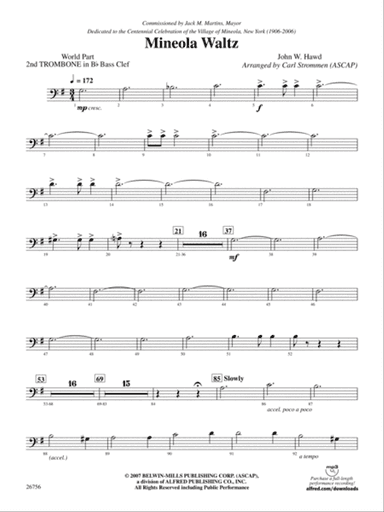 Mineola Waltz: (wp) 2nd B-flat Trombone B.C.
