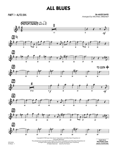 All Blues (arr. Michael Sweeney) - Part 1 - Eb Alto Sax