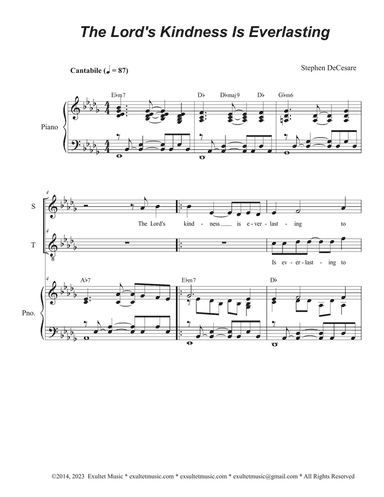 The Lord's Kindness Is Everlasting (Duet for Soprano and Tenor solo)