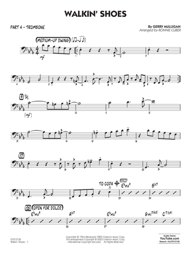 Walkin' Shoes (arr. Ronnie Cuber) - Part 4 - Trombone