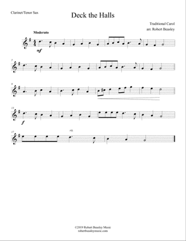 Deck the Halls (clarinet or tenor sax w/ piano accomp)