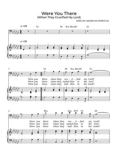 Were You There - for piano and baritone in Gb major with chords