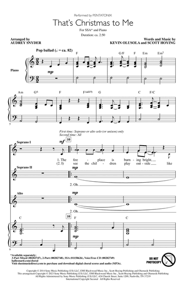 That's Christmas To Me (arr. Audrey Snyder)