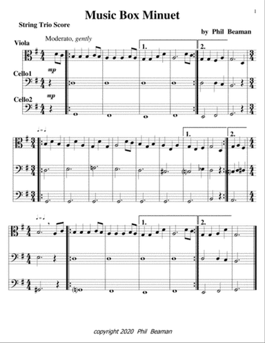 Music Box Minuet-1 Viola-2 Cello trio