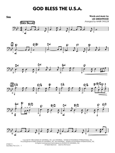 God Bless the U.S.A. (arr. Mark Taylor) - Bass