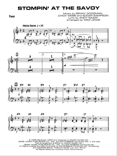 Stompin' at the Savoy: Piano Accompaniment