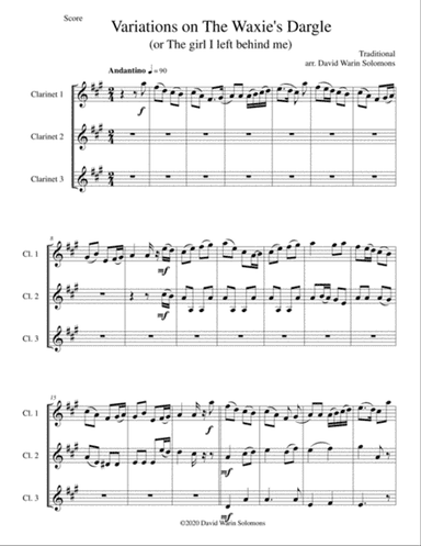 Variations on The Waxie's Dargle (or The girl I left behind me) for clarinet trio