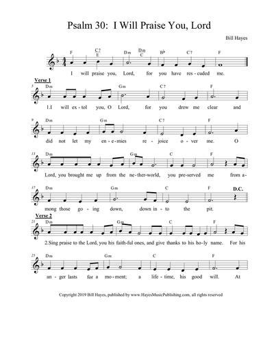 Psalm 30: I Will Praise You, Lord