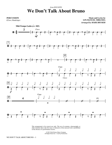 We Don't Talk About Bruno (from Encanto) (arr. Mark Brymer) - Percussion