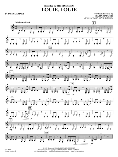 Louie, Louie (arr. Johnnie Vinson) - Bb Bass Clarinet