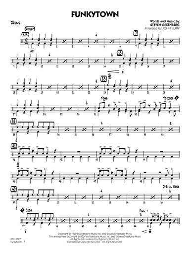 Funkytown (arr. John Berry) - Drums