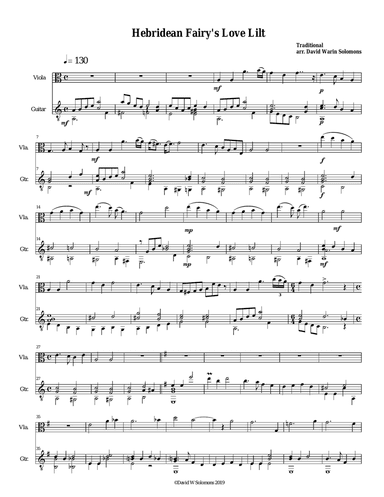 Hebridean fairy's love song (Tha Mi sgith) arranged for viola and guitar