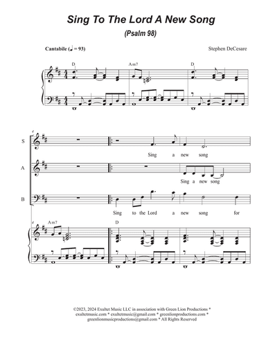 Sing To The Lord A New Song (Psalm 98) (SAB)