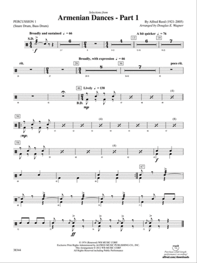 Armenian Dances, Part 1, Selections from: 1st Percussion