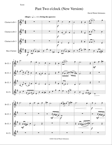 Past two o'clock for clarinet quartet (New version)
