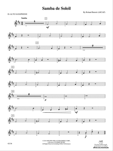 Samba de Soleil: E-flat Alto Saxophone