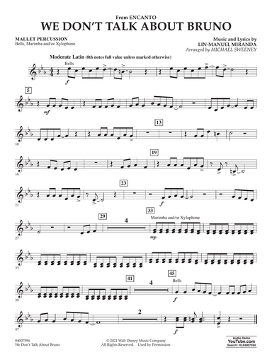 We Don't Talk About Bruno (from Encanto) (arr. Michael Sweeney) - Mallet Percussion