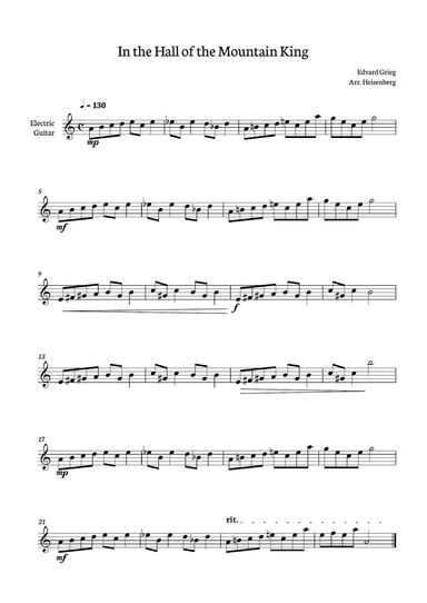 In The Hall of The Mountain King for Eletric Guitar